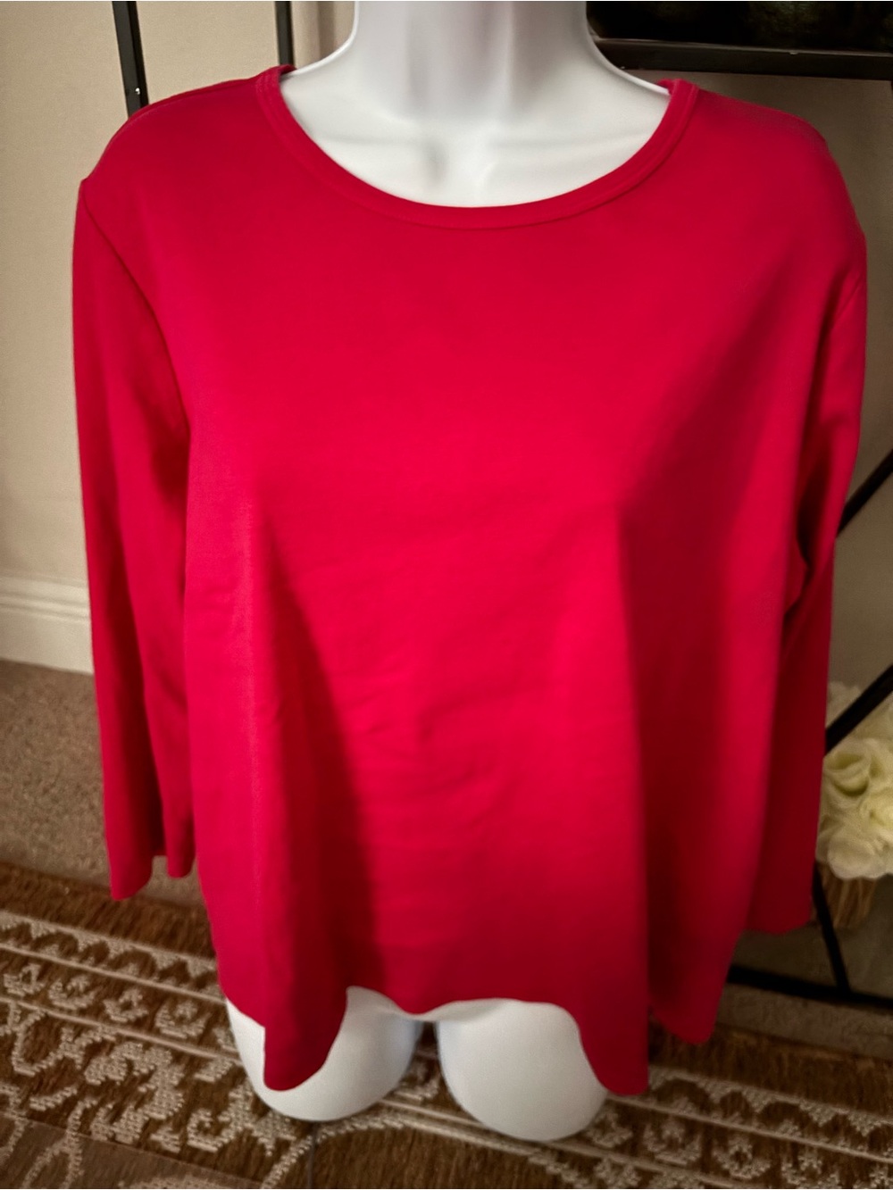 Lands End Womens Plus Petite 2X/P rosy pink scoop neck long sleeve top read